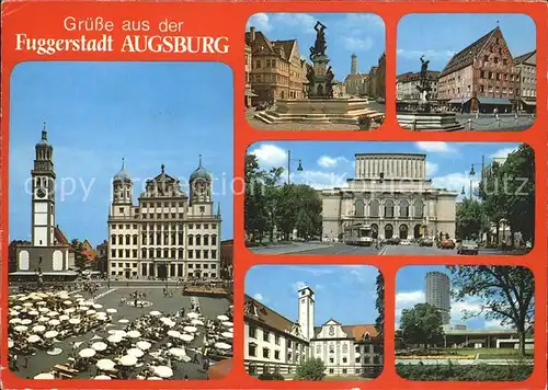 Augsburg Rathaus Perlachturm Brunnen Theater Hochhaus Kat. Augsburg