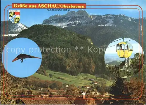 Aschau Chiemgau Panorama Luftkurort Wintersportplatz Bergbahn Kampenwand Chiemgauer Alpen Drachenfliegen Kat. Aschau i.Chiemgau