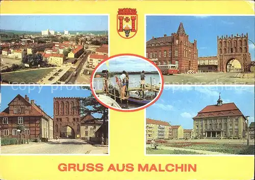 Malchin Demmin Stadtuebersicht See Kalensches Tor Steintor Rathaus / Malchin /Demmin LKR