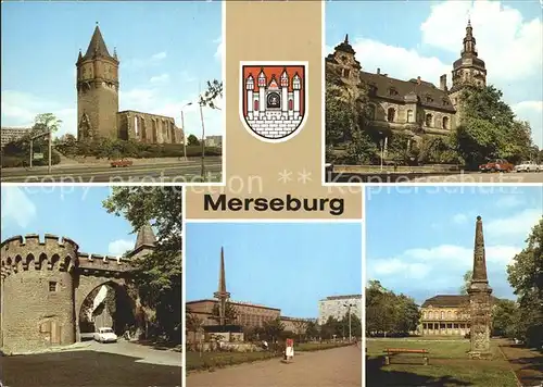 Merseburg Saale Kirchenruine St Sixti Haus der Kultur Krummes Tor Gagarinplatz Schlossgarten Denkmal Kat. Merseburg