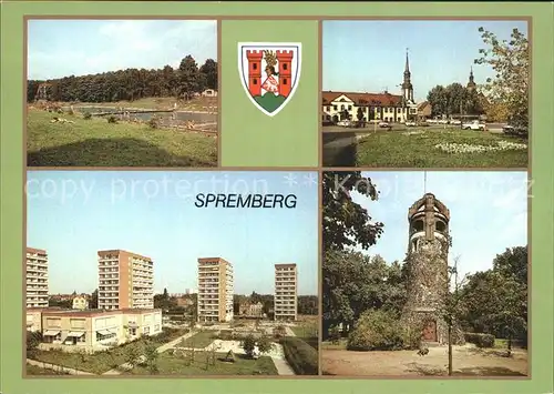 Spremberg Niederlausitz Freibad Markt Neubauten Hochhaeuser Georgenturm Kat. Spremberg