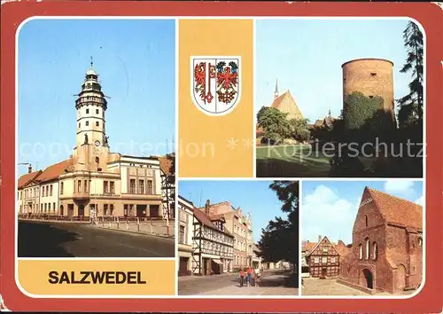 Salzwedel Hotel Schwarzer Adler Burgturm Moenchskirche Strasse der Freundschaft Lorenzkirche Kat. Salzwedel