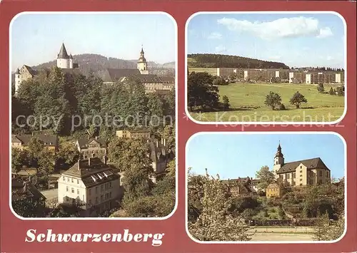 Schwarzenberg Erzgebirge Blick vom Ottenstein Neubaugebiet Wilhelm Pieck Kirche Kat. Schwarzenberg