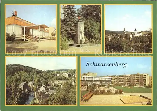 Schwarzenberg Erzgebirge Gaststaette Roter Loewe Sowjetisches Ehrenmal Schloss Stadtkirche Kindergarten Walter Ulbricht Strasse Kat. Schwarzenberg