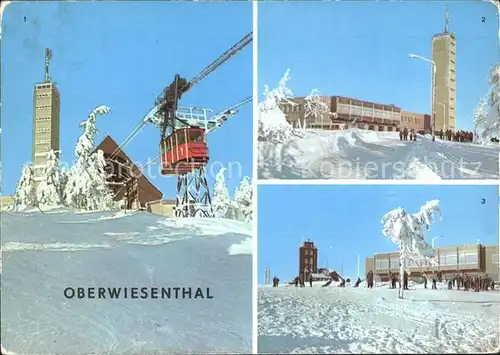 Oberwiesenthal Erzgebirge Bergstation Drahtseilbahn Aussichtsturm HOG Fichtelberghaus Wetterwarte Winterlandschaft Kat. Oberwiesenthal