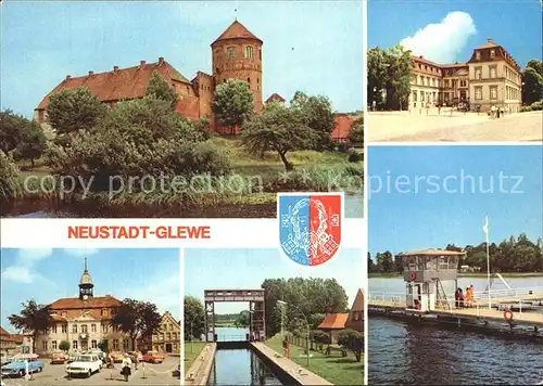 Neustadt Glewe Burg Schloss Rathaus Schleuse Volksbad am See Kat. Neustadt Glewe