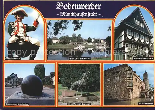Bodenwerder Muenchhausenstadt Weser Fachwerkhaus Schloss Hehlen Brunnen Muehlentor Kat. Bodenwerder