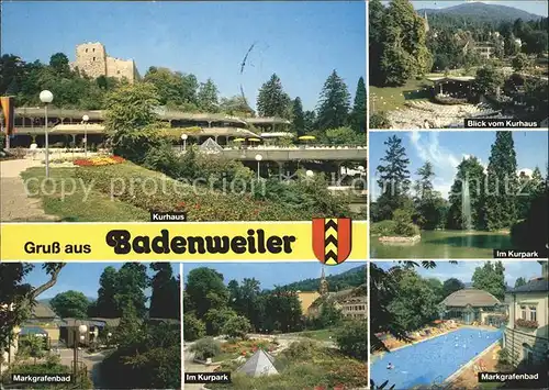 Badenweiler Kurhaus Kurpark Teich Markgrafenbad Kurort Schwarzwald Kat. Badenweiler