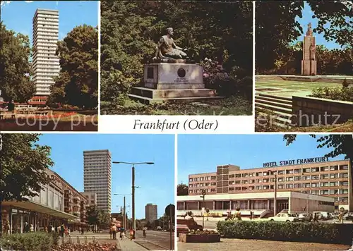 Frankfurt Oder Hochhaus Platz der Republik Heinrich von Kleist Denkmal Sowjetisches Ehrenmal Oderallee Karl Marx Strasse Hotel Stadt Frankfurt Kat. Frankfurt Oder