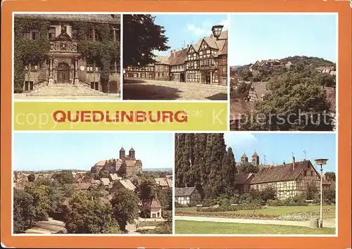 Quedlinburg Rathausportal Schlossberg Muenzenberg Schloss Stiftskirche Wordplatzgarten Fachwerkhaeuser Kat. Quedlinburg