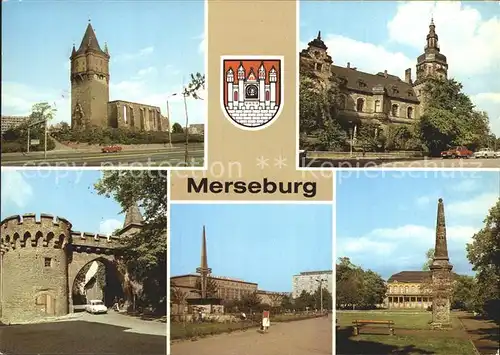 Merseburg Saale Kirchenruine St Sixti Haus der Kultur Krummes Tor Gagarinplatz Schlossgarten Denkmal Kat. Merseburg