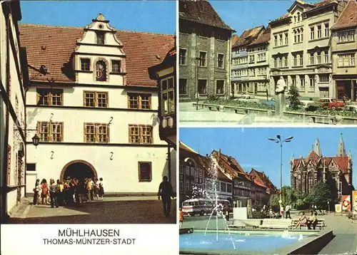 Muehlhausen Thueringen Rathaus Karl Marx Platz Wilelm Pieck Platz Brunnen Thomas Muentzer Stadt Kat. Muehlhausen Thueringen