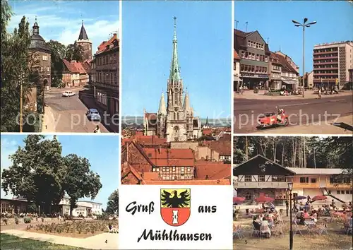 Muehlhausen Thueringen Frauentor Marienkirche Wilhelm Pieck Platz Naherholungszentrum Schwanenteich Thomas Muentzer Park Gaststaette Kat. Muehlhausen Thueringen