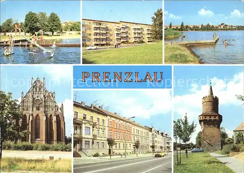 Prenzlau Freibad am Uckersee Neubauten Marienkirche Puschkinstrasse Mitteltorturm Kat. Prenzlau