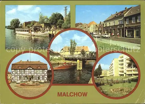 Malchow Dampferanlegestelle Lange Strasse Rathaus Drehbruecke Neubaugebiet Kat. Malchow Mecklenburg