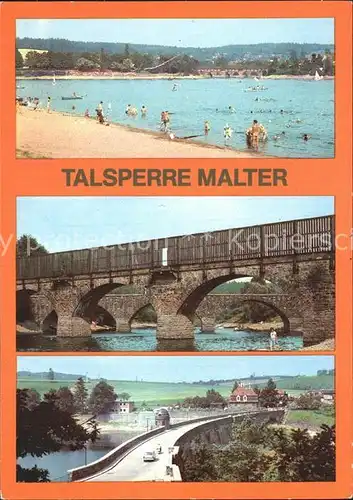 Malter Talsperre Stausee Strand Bruecke Sperrmauer Kat. Dippoldiswalde