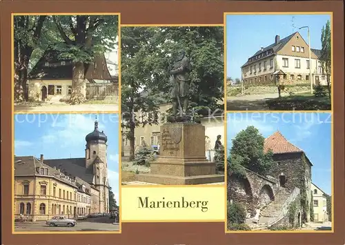 Marienberg Erzgebirge Lindenhaeusel Denkmal Stadtgruender OT Gebirge Gaststaette Marienkirche Zschopauer Tor Stadtmauer Kat. Marienberg