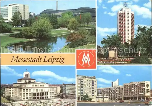 Leipzig Schwanenteich mit Blick zum Interhotel Hochhaus Opernhaus  Kat. Leipzig