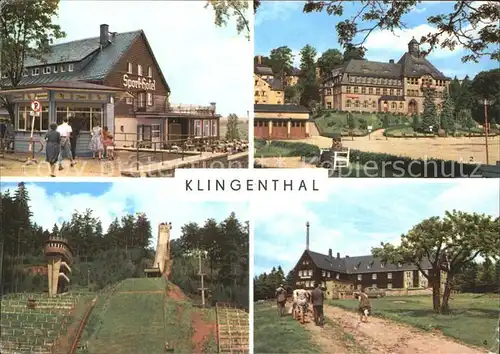 Klingenthal Vogtland Jugendherberge Klement Gottwald Rathaus Aschbergschanze Kat. Klingenthal Sachsen