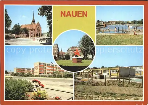 Nauen Havelland Freibad Rathaus Wilhelm Piek Oberschule / Nauen /Havelland LKR