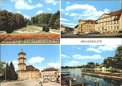 Neustrelitz Im Stadtpark Rathaus und Markt Marktplatz und Stadtkirche Kat. Neustrelitz