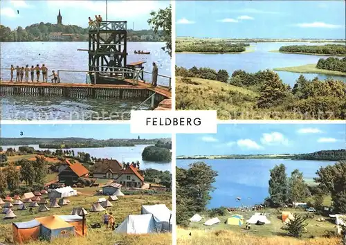 Feldberg Mecklenburg Badeanstalt Blick vom Hauptmannsberg Huettenberg Zeltplatz Kat. Feldberger Seenlandschaft