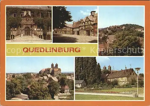 Quedlinburg Rathausportal Schlossberg Muenzenberg Schloss und Stiftskirche Kat. Quedlinburg