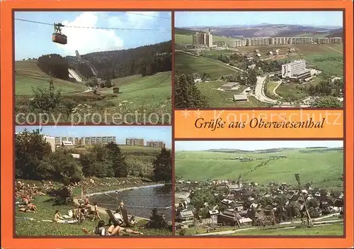 Oberwiesenthal Erzgebirge Blick zu den Sprungschanzen Sparringberg Freibad Teilansicht Kat. Oberwiesenthal