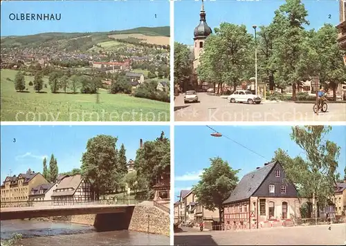 Olbernhau Erzgebirge Ernst Thaelmann Platz Gruentalerstrasse Kegelbruecke Kat. Olbernhau