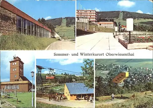 Oberwiesenthal Erzgebirge Hallenschwimmbad Blick zum Fichtelberg Talstation  Kat. Oberwiesenthal