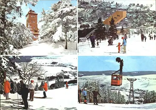 Oberwiesenthal Erzgebirge Skihang Drahtseilbahn Wetterwarte  Kat. Oberwiesenthal