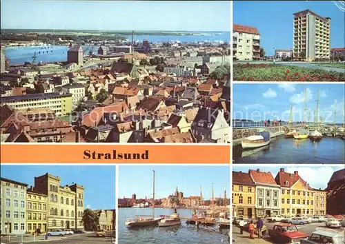 Stralsund Mecklenburg Vorpommern Teilansicht Blick zum Hafen Leninplatz Alter Markt Kat. Stralsund