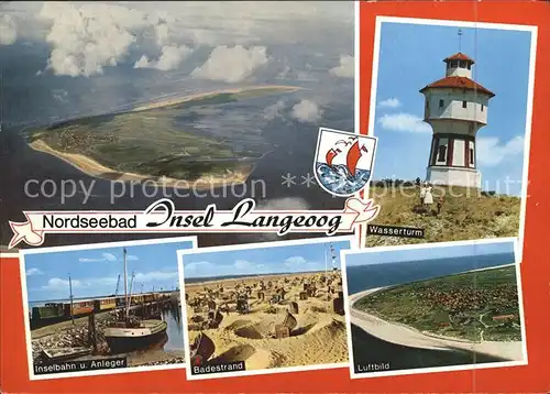 Langeoog Nordseebad Badestrand Wasserturm Inselbahn Kat. Langeoog