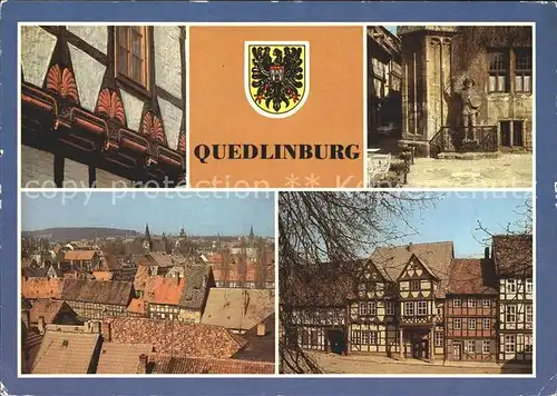 Quedlinburg Stieg Roland am Rathaus Blick vom Burgberg Klopstockhaus Schlossberg Kat. Quedlinburg