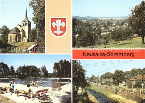 Neusalza Spremberg Kirche Teilansicht Freibad An der Spree Kat. Neusalza Spremberg