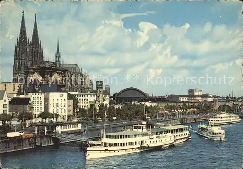 Koeln Rhein Rhein und Dom mit Anlegestelle Kat. Koeln