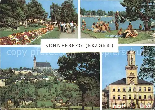 Schneeberg Erzgebirge Blick zur Kirche Filzteich Rathaus Kat. Schneeberg