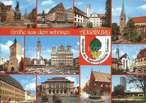 Augsburg Brunnen Rathaus Perlachturm Kat. Augsburg