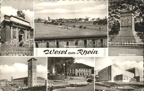 Wesel Rhein Berliner Tor Schiff Denkmal Rathaus Bahnhof  Kat. Wesel