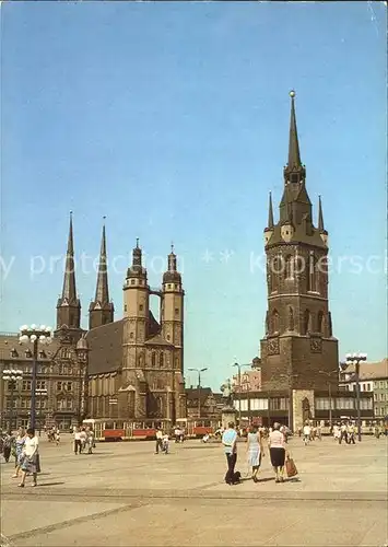 Halle Saale Markt Marktkirche Rote Turm  Kat. Halle