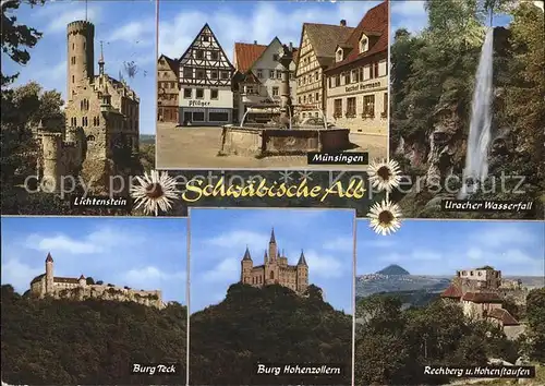 Muensingen Lichtenstein Uracher Wasserfall Burg Hohenzollern Teck  Kat. Muensingen
