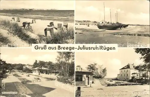Breege Ruegen Fischerboote Strand Strandpromenade Kat. Breege