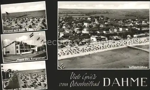 Dahme Ostseebad Fliegeraufnahme Strand mit Seebruecke Haus des Kurgastes Kat. Dahme