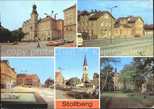 Stollberg Erzgebirge Rathaus Bahnhof MarktplatzOberschule Hans Beimler Kat. Stollberg
