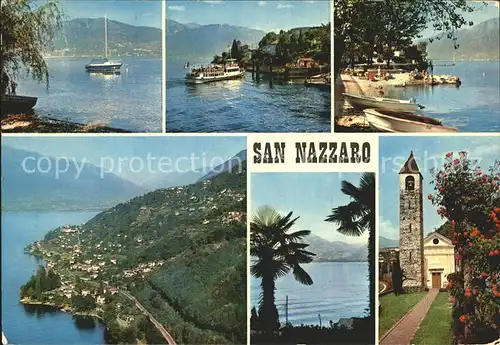 San Nazzaro Lago Maggiore Kirche Schiffsanlegestelle Segelboot Kat. San Nazzaro