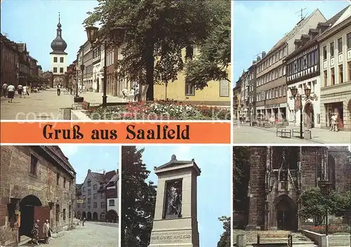 Saalfeld Saale Filmtheater Capitol Gaststaette Das Loch Portal der Johanniskirche Kat. Saalfeld