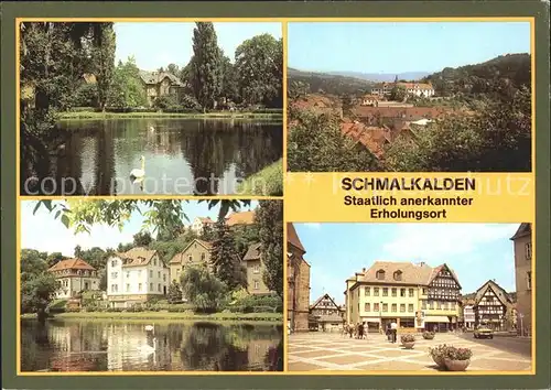 Schmalkalden Am Altmarkt Neuer Teich Blick zum Schloss Wilhelmsburg Kat. Schmalkalden