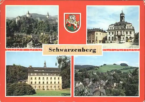 Schwarzenberg Erzgebirge Gaststaette Haus der Einheit Rathaus Schloss Kirche  Kat. Schwarzenberg