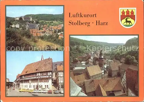 Stolberg Harz Erholungsheim Comenius Blick zum Saigerturm Rathaus Kat. Stolberg Harz
