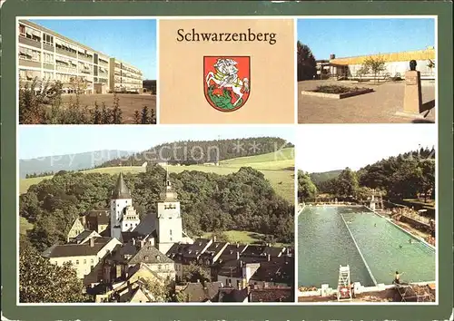 Schwarzenberg Erzgebirge Paul Guenter und Hans Beimler Oberschule Freibad Kat. Schwarzenberg